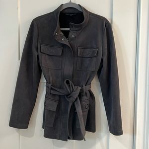 WHBM faux suede gray jacket